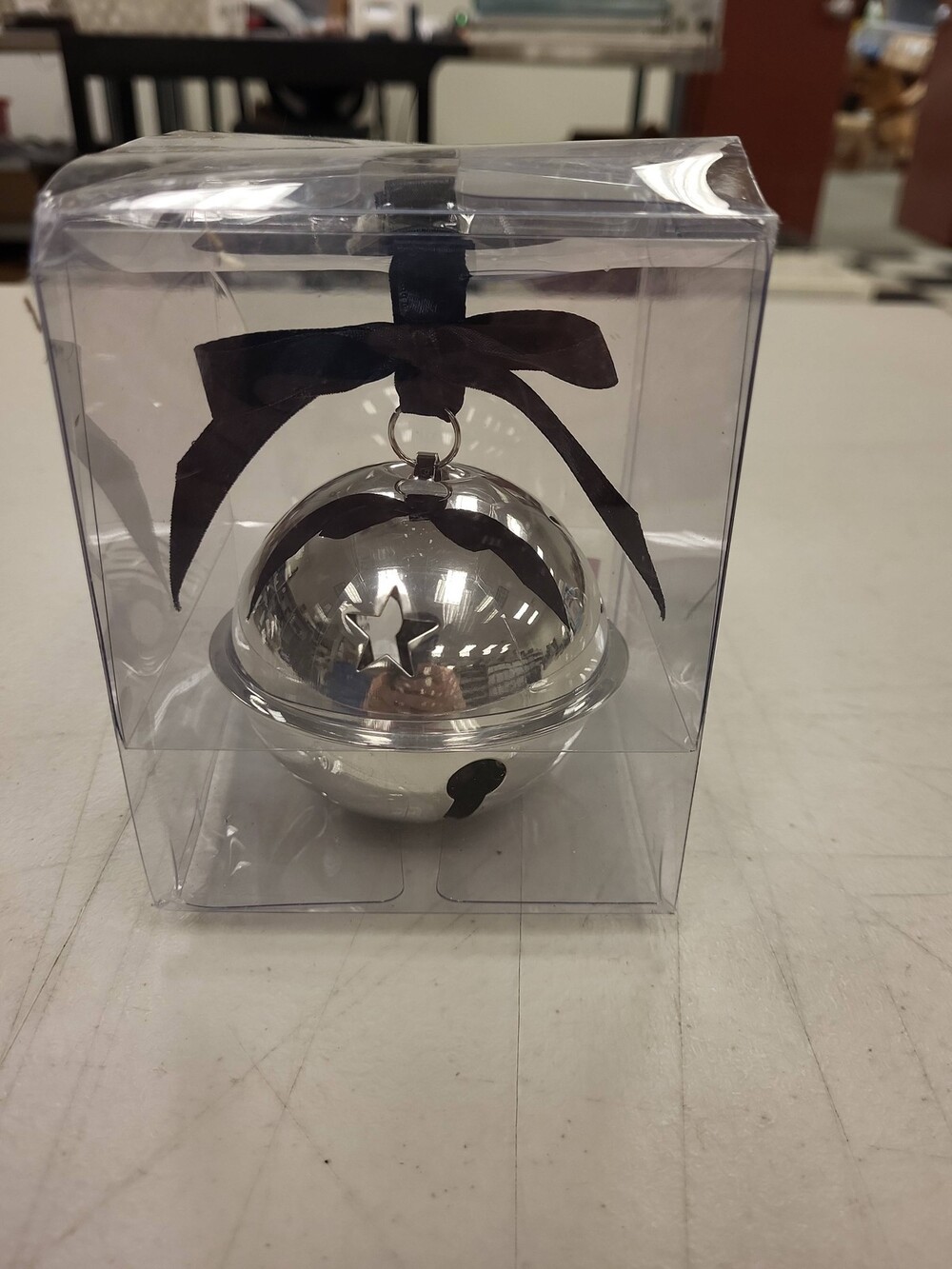 Floral Debi Lilly Silver Bell Ornament Jingle Bell Christmas Holiday Decor Bow